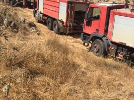 حريق كبير بين جب فرح والمحيدثة وضهر الاحمر